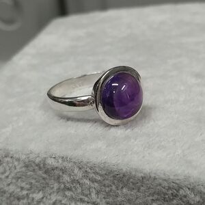 Amethyst Ring 925 Sterling Silver Natural Amethyst Gemstone Ring Size 8